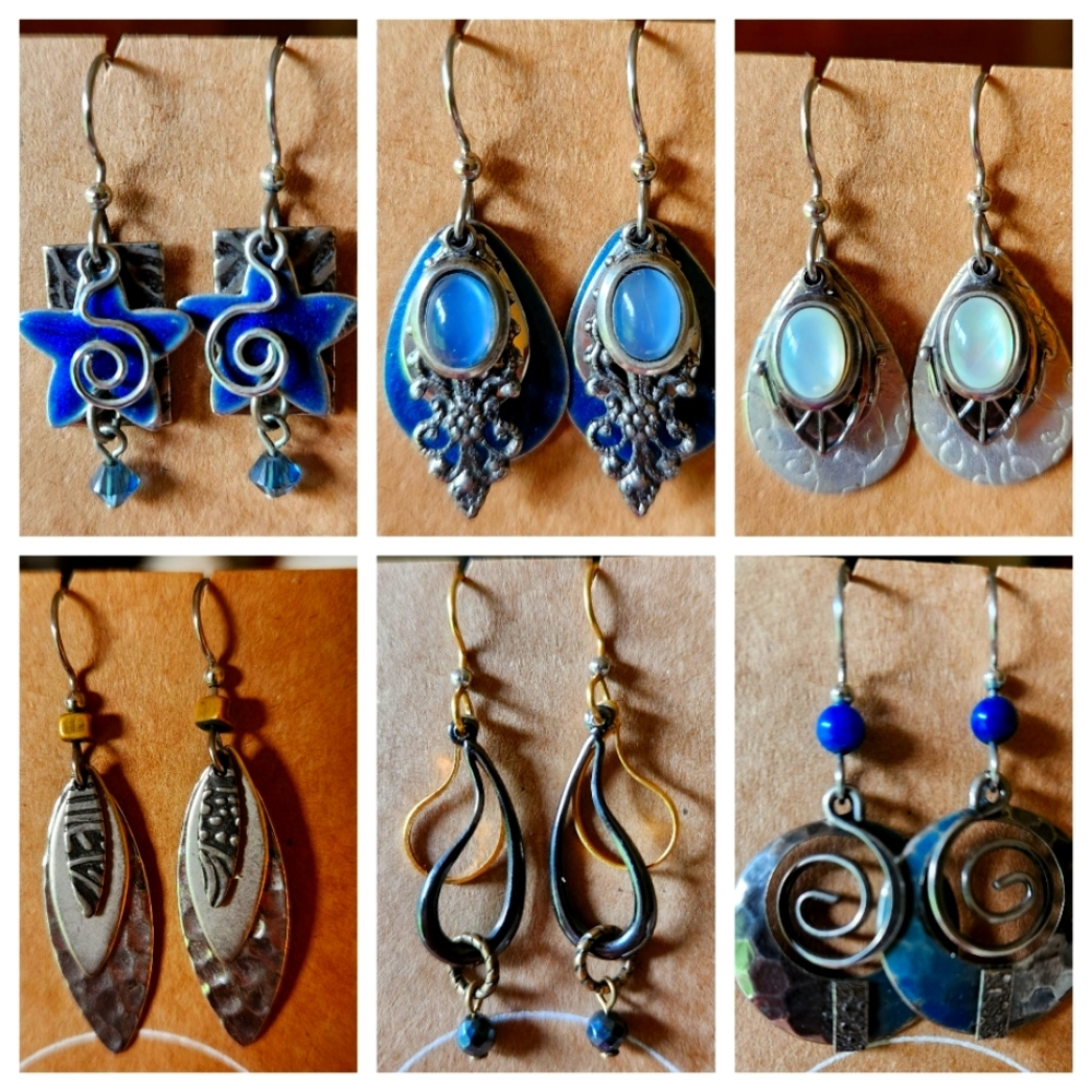 Lot of 7 pair Silver Forest Earrings